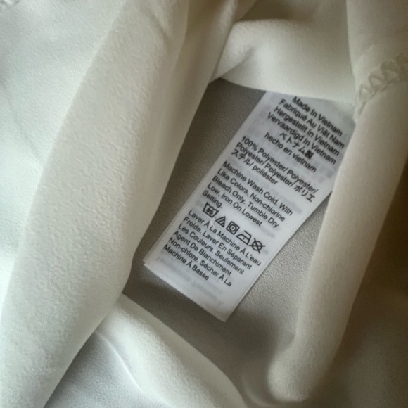 J. Crew‎ Sleeveless White Pleated Necktie Blouse Women’s Sz M Business Classic - Picture 6 of 8